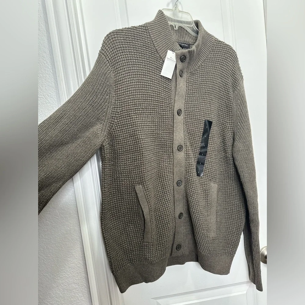 BANANA REPUBLIC mens button up cardigan Sweater greenish, greyish‎ brown,